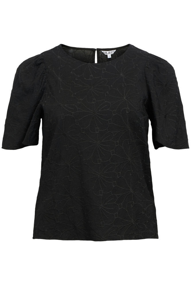 OBJILLY S/S RE O-NECK TOP 138 23046466 BLACK
